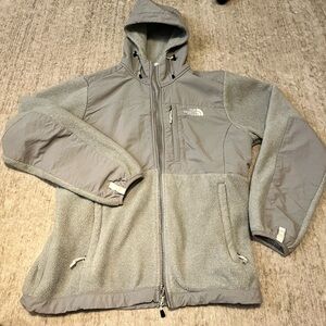 Women’s Gray fleece North Face Hooded Jacket size S